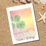 Christmas Beach Tropical Palm Trees Feiertagskarte<br><div class="desc">Tropical Beach Weihnachtskarte,  mit einem künstlerischen Bild von Palmen und Schrift Typografie. Mit anpassbarer Schrift können Sie Ihre eigenen Informationen hinzufügen. Eine festliche Art,  Urlaubswünsche an Freunde und Familie aus den Tropen zu senden.</div>