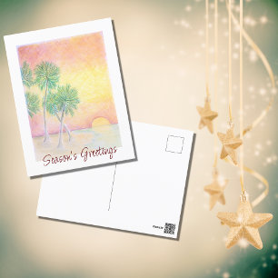 Christmas Beach Tropical Palm Trees Feiertagspostkarte