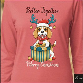 Christmas Beagle Reindeer Scarf Gift Graphic Tri-Blend Shirt