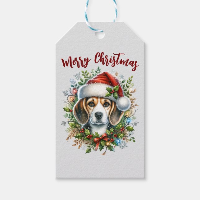 Christmas Beagle Rustic Christmas Farmhouse Style  Geschenkanhänger (Vorderseite)