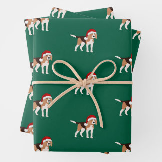 Christmas Beagle Wrapping Paper Sheet Set of 3 Geschenkpapier Set