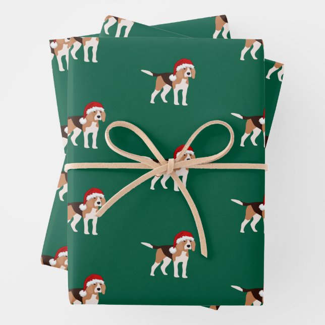 Christmas Beagle Wrapping Paper Sheet Set of 3 Geschenkpapier Set (Beispiel)