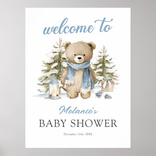 Christmas Bear Baby Shower Welcome Poster (Vorne)
