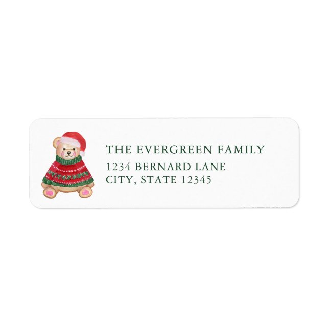 Christmas Bear Christmas Return Address Label (Vorne)