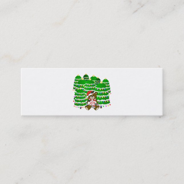 Christmas Bear with JOY Sign and ChristmasTrees Mini Visitenkarte (Vorderseite)