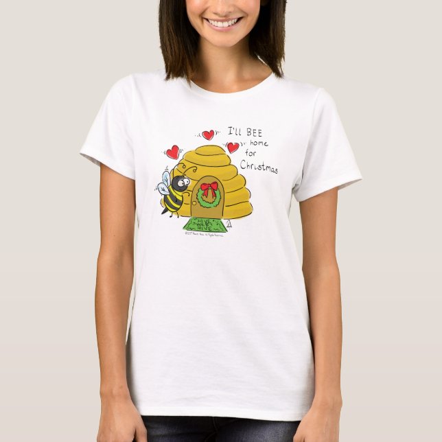 Christmas Bee Funny Holiday Cartoon T-Shirt (Vorderseite)