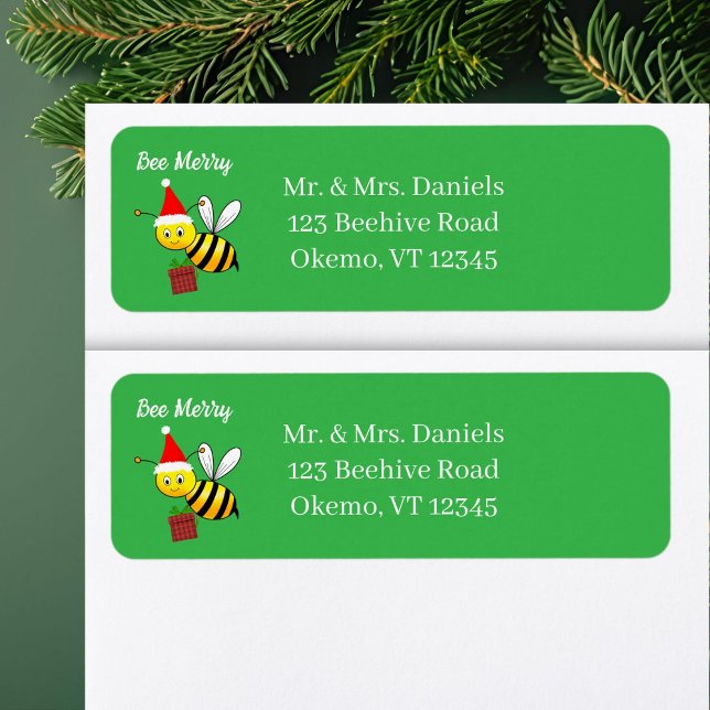 Christmas Bee with Gift Bee Merry Return Address (Von Creator hochgeladen)