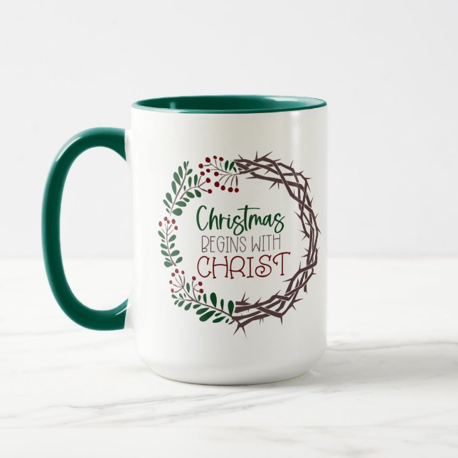 CHRISTMAS BEGINNT MIT WEIHNACHTSCHREIBEN TASSE (Links)