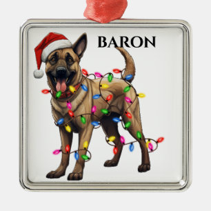 CHRISTMAS BELGIAN MALINOIS DOG LIGHTS ORNAMENT AUS METALL