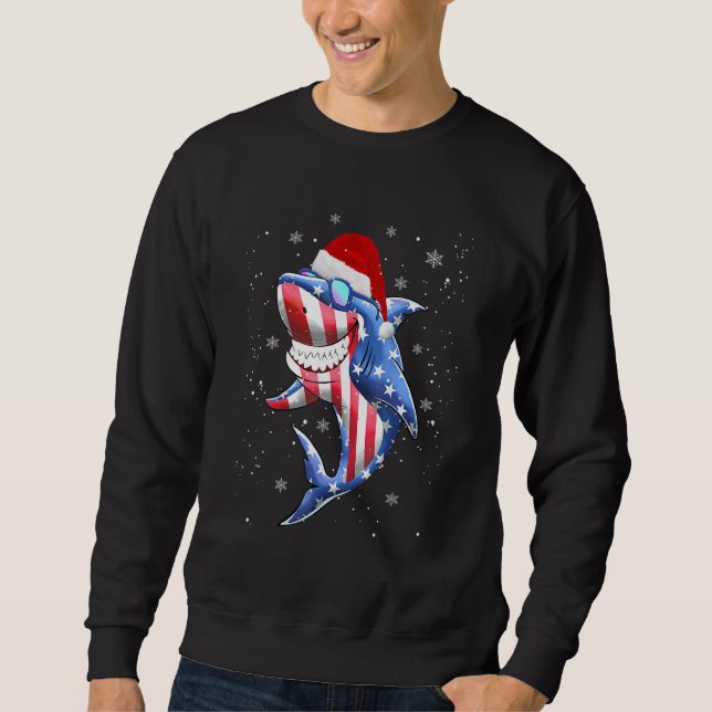 Christmas Believe Santa Claus Riding Shark Xmas UG Sweatshirt (Vorderseite)