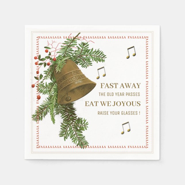 Christmas Bell Music Napkin mit Texten Serviette (Vorderseite)
