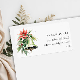 Christmas Bell Pine Poinsettia Foliage Adressaufkleber