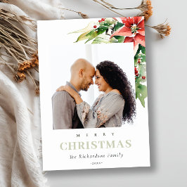 Christmas Bell Pine Poinsettia Foto Feiertagskarte