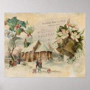 "Christmas Bell" Vintag Poster