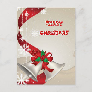 Christmas Bells And Ribbons Postcard Feiertagspostkarte