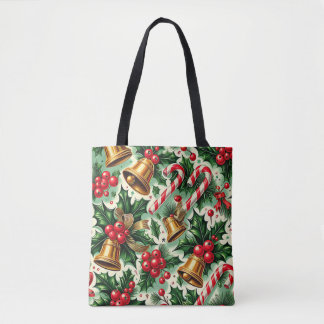 Christmas Bells holly candy canes art pattern