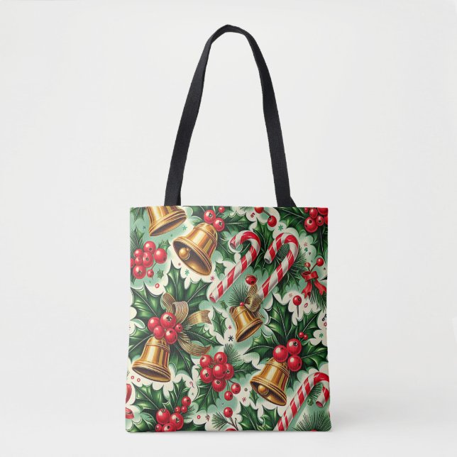 Christmas Bells holly candy canes art pattern (Vorderseite)