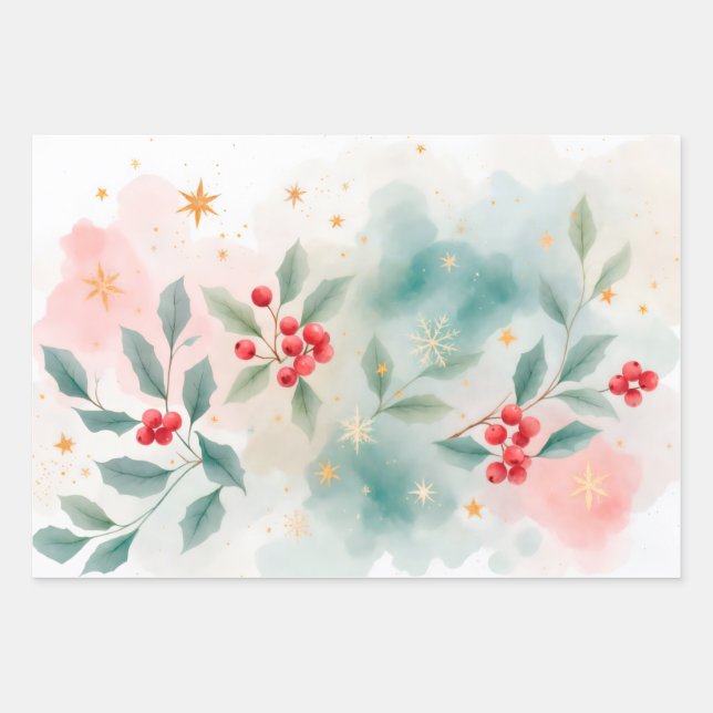 Christmas berries geschenkpapier set (Vorderseite)