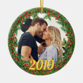 Christmas Berries Wreath Custom Foto Keramik Ornament