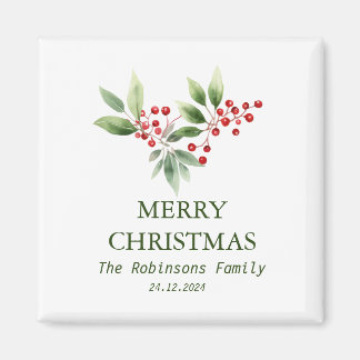 Christmas Berry Branch Watercolor Magnet