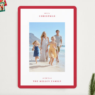 Christmas Berry Red Modern Frame 3 Foto Feiertagskarte