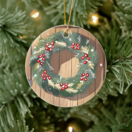 Christmas Berry Wreath | Wasserfarbe Rustikale Mer Keramik Ornament