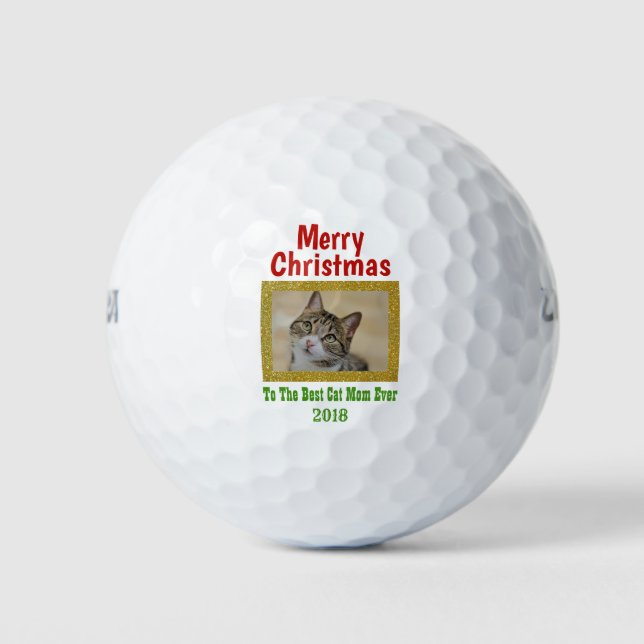 Christmas Best Cat Mom Ever Pet Foto Golfball (Vorderseite)