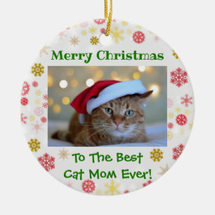 Christmas Best Cat Mom Ever Pet Foto Keramik Ornament