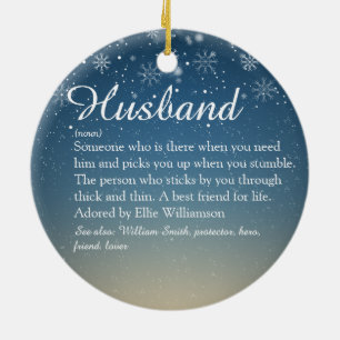 Christmas Best Husband Ever Definition Snowflakes Keramik Ornament