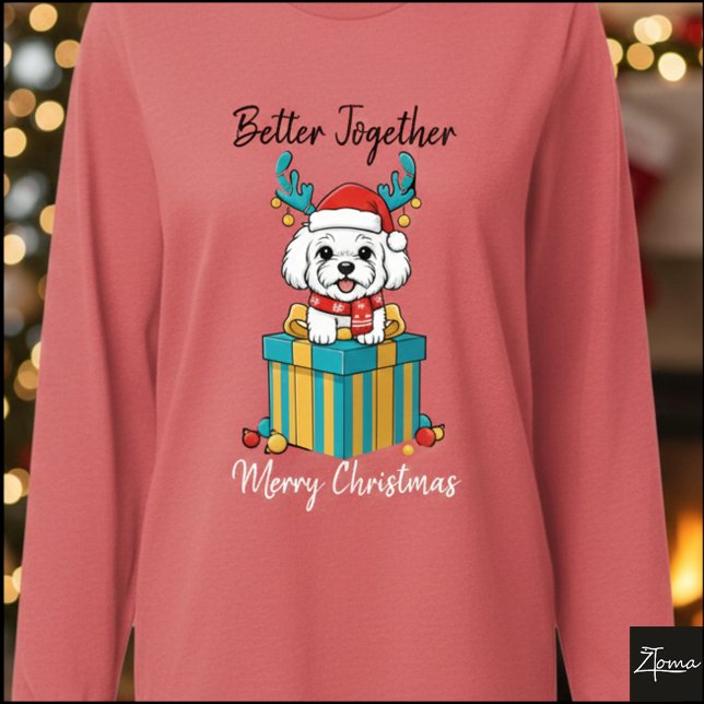 Christmas Bichon Reindeer Scarf Gift Graphic Tri-Blend Shirt (Von Creator hochgeladen)