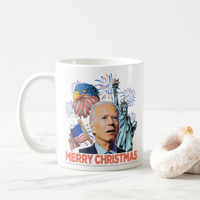 Christmas Biden Funny Joe Biden Konfuse Xmas Kaffeetasse (Mit Donut)