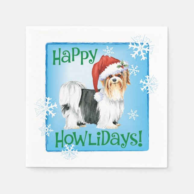 Christmas Biewer Terrier Napkins Serviette (Vorderseite)
