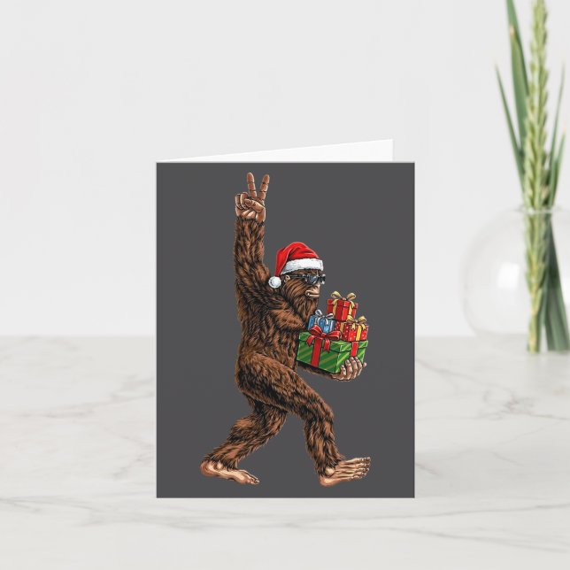 Christmas Bigfoot Santa Hat Funny Sasquatch Big Fo Karte (Vorderseite)