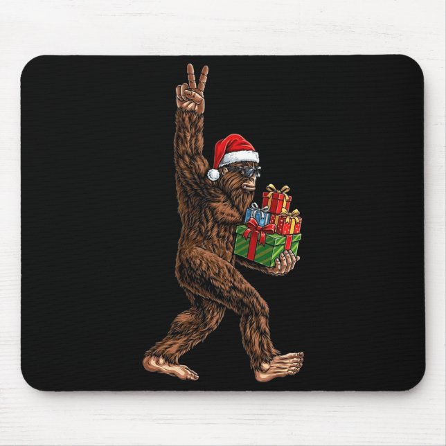 Christmas Bigfoot Santa Hat Funny Sasquatch Big Fo Mousepad (Vorne)