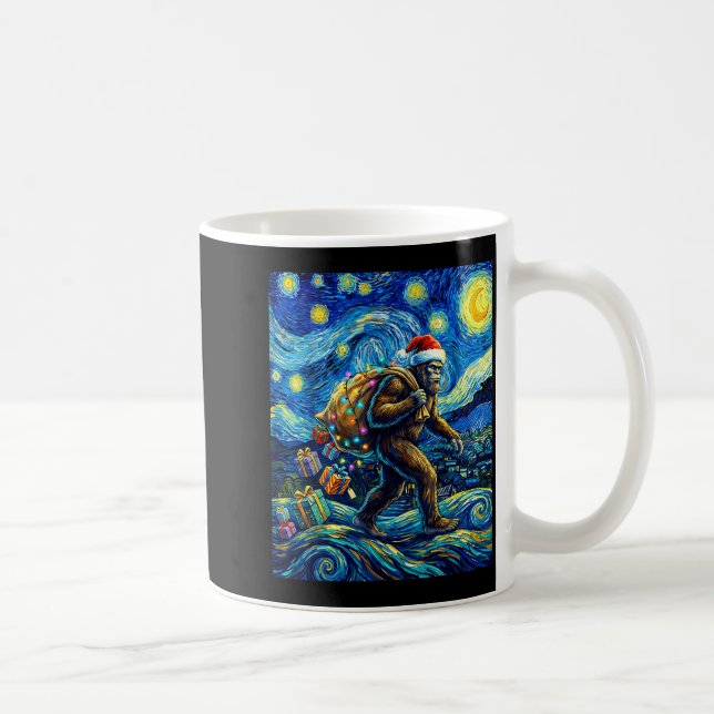 Christmas Bigfoot Santa Hat Van Gogh Walking In St Kaffeetasse (Rechts)