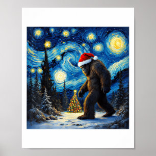 Christmas Bigfoot Weihnachtsmannmütze Van Gogh Sta Poster