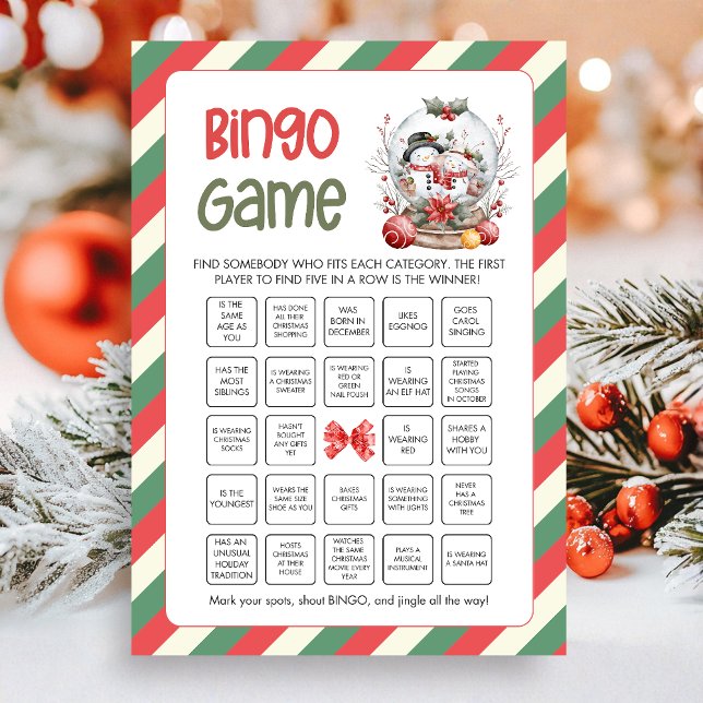 Christmas Bingo Game Feiertagskarte (Bingo Christmas Game Card)