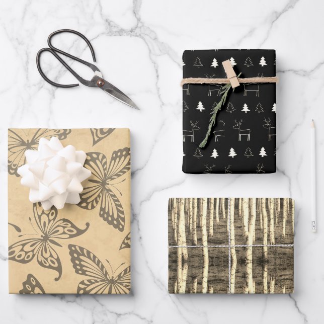 Christmas Birch Forest Fashion Ayasha Logo Geschenkpapier Set (Vorderseite)