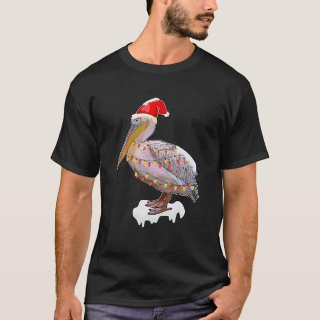 Christmas Bird Pelican Santa Hat Costume Bird Love T-Shirt (Vorderseite)