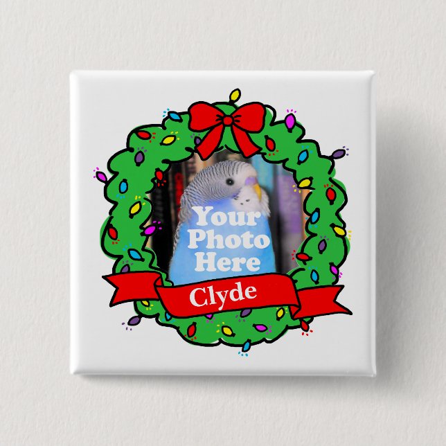 Christmas Bird Photo Wreath Button (Vorderseite)