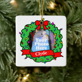 Christmas Bird Photo Wreath Keramikornament