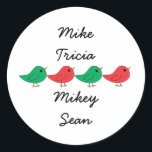 Christmas Bird Runder Aufkleber<br><div class="desc">Eine zauberhafte Vogelfamilie,  das ganze Set zu Weihnachten!</div>