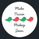 Christmas Bird Runder Aufkleber<br><div class="desc">Eine zauberhafte Vogelfamilie,  das ganze Set zu Weihnachten!</div>