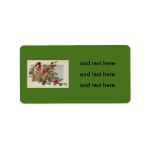Christmas Bird Songbird Holly Snow Adressaufkleber