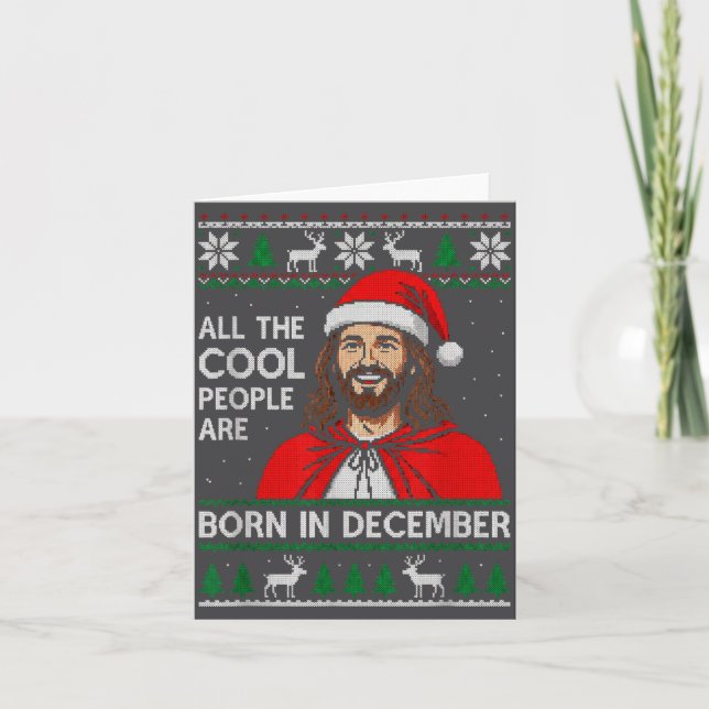 Christmas Birthday Humor Funny Jesus Born In Decem Karte (Vorderseite)