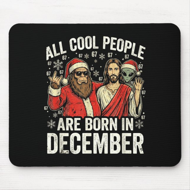 Christmas Birthday Humor Funny Jesus Born In Decem Mousepad (Vorne)