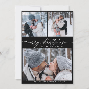 Christmas Black 3 Collage Multi Foto Urlaubskarte Einladung