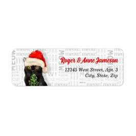 Christmas Black Bombay Cat mit Name-Adresse
