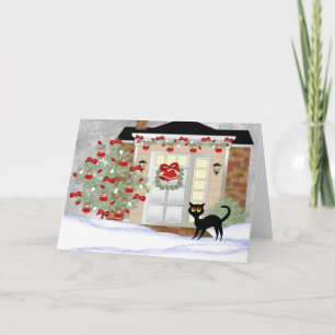 Christmas Black Cat Feiertagskarte