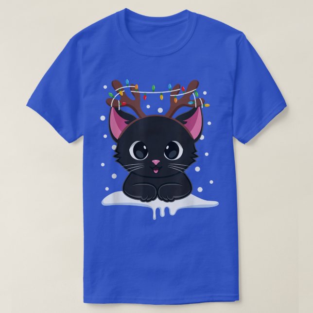 Christmas Black Cat Rentier Antlers Catmas Women T-Shirt (Design vorne)
